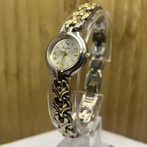Bulova Women's Dress Watch Quartz Small Two Tone Metal - Picture 1 of 8